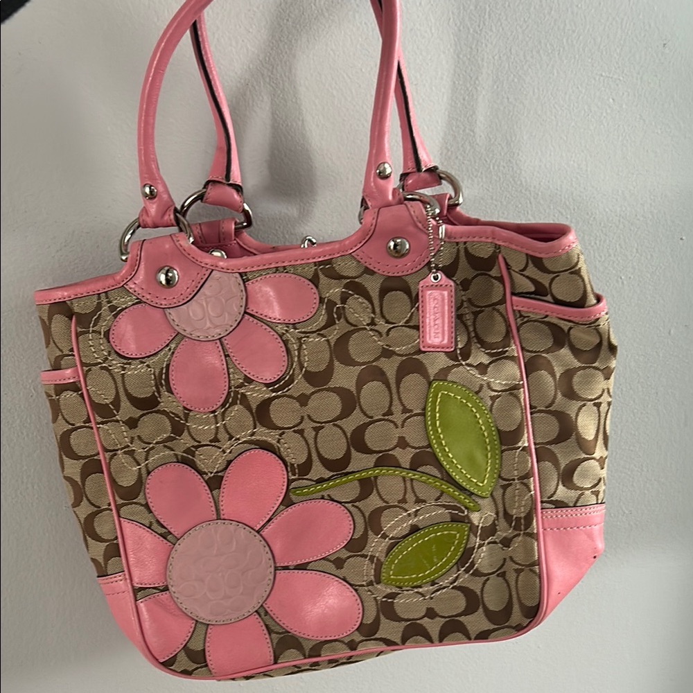 Coach Pink/Brown Floral Tote Bag Limited edition 2009 pink flower bleeker tote!